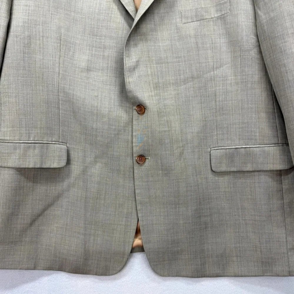 Lauren Ralph Lauren Blazer Jacket Mens 52R Tan‎ Glen Check Single Breasted Coat
